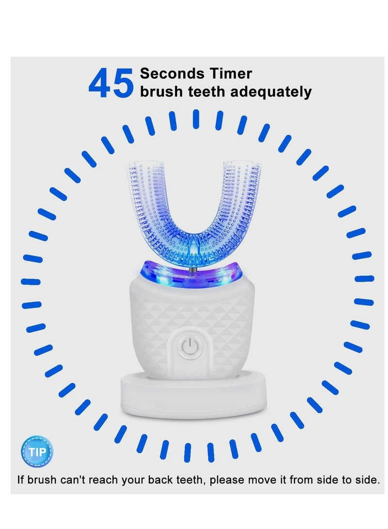 BlueFire Ultrasonic U-Shaped Electric Toothbrush for Adults – 360° Whole Mouth Cleaning, Whitening LED, 4 Brushing Modes (Strong, Comfortable, Massage, Whitening), Wireless Fast Charging, IPX7 Waterproof, Smart Automatic Toothbrush with Removable Brush Head - Image 4