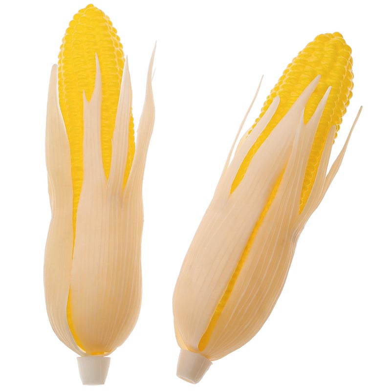 وورايشن 2 قطع من الذرة الاصطناعية - كوز ذرة واقعي مزيف - سيقان ذرة محاكاة - زينة خضار لتصوير الصور باللون الأبيض