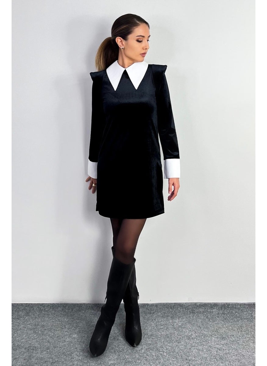 Ritnice - Women's Devy Padded Velvet Mini Dress - Image 1