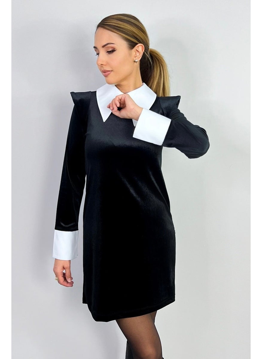 Ritnice - Women's Devy Padded Velvet Mini Dress - Image 1