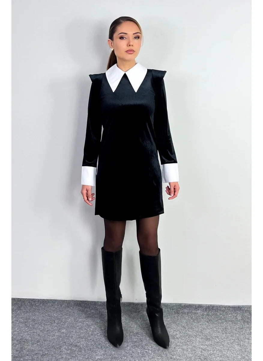 ريتنيس Collared Velvet Dress