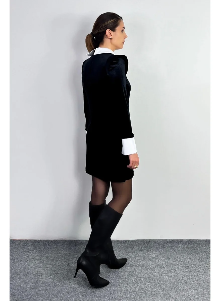ريتنيس Collared Velvet Dress