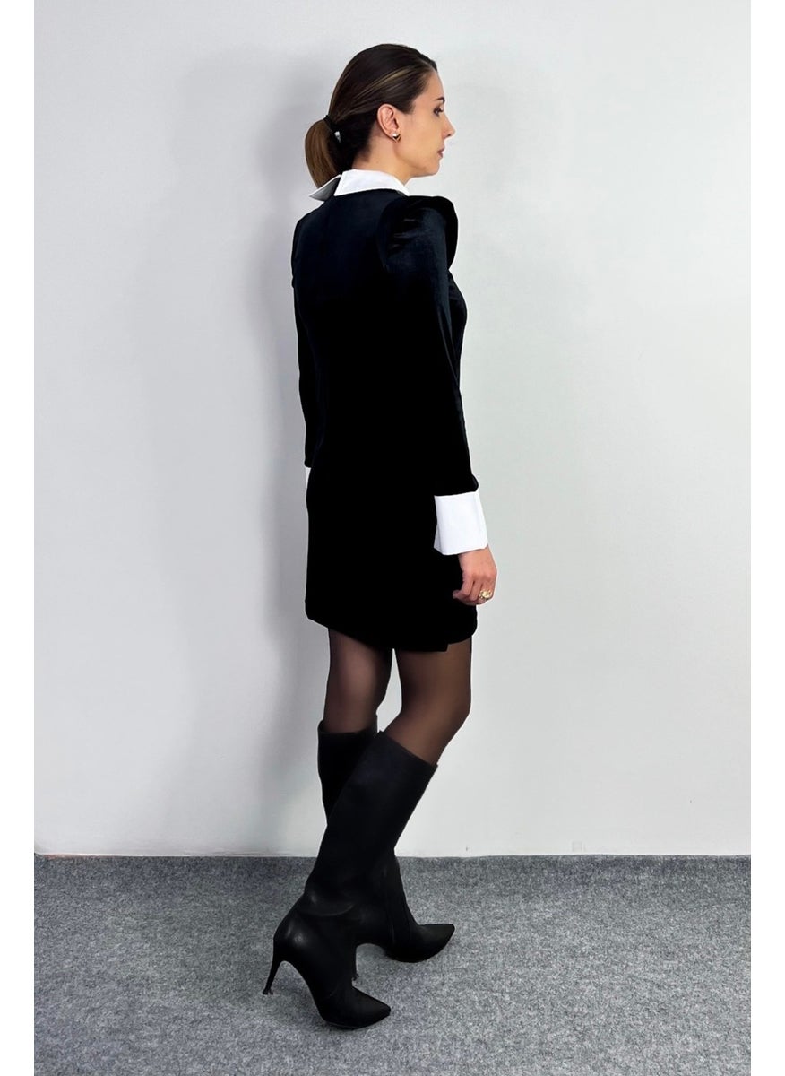 Ritnice - Women's Devy Padded Velvet Mini Dress - Image 1