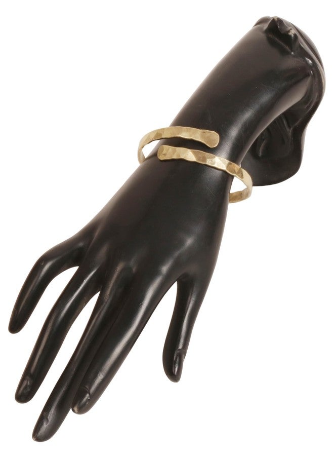 Touchstone Indian Bollywood Fashion Smart Hand Hammered Spiral Pattern Wrist Enhancer 0.25 Inch Free Size Very Exotic Designer Jewelry Cuff Bracelet in Gold Tone for Women. - Image 5