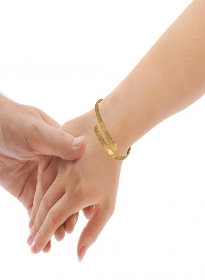 Touchstone Indian Bollywood Fashion Smart Hand Hammered Spiral Pattern Wrist Enhancer 0.25 Inch Free Size Very Exotic Designer Jewelry Cuff Bracelet in Gold Tone for Women. - Image 2