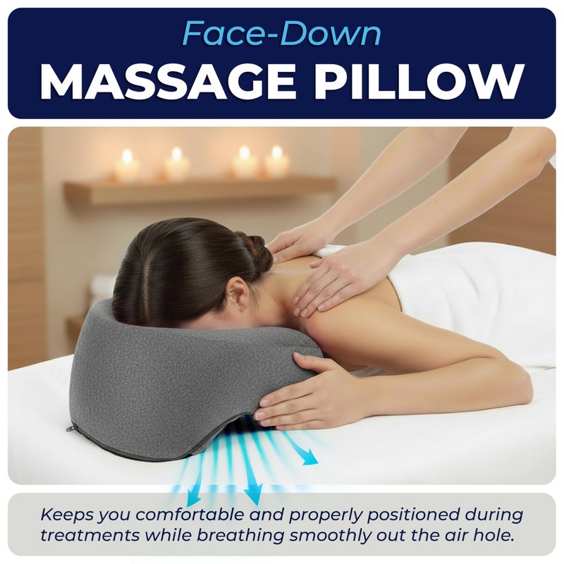 YESINDEED Face Down Pillow for Massage Bed â€“ BBL & Eye Surgery Recovery Headrest | Stomach Sleeping Face Pillow for Prone Sleep, Tanning & Spa | Adjustable Memory Foam Cradle with Removable Cover (Grey) - Image 2