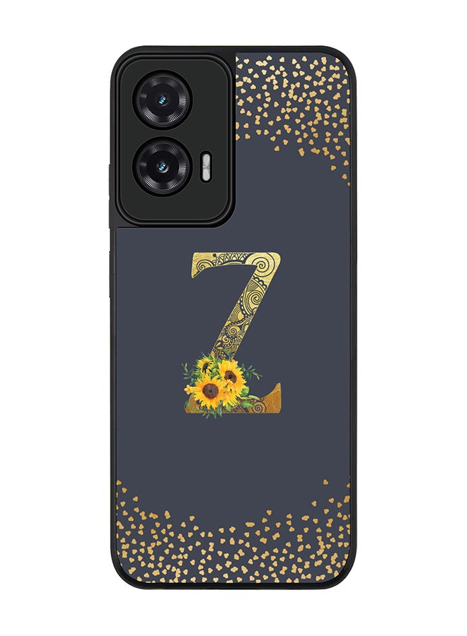 Stylizedd For Motorola Moto G35 Case,Slim fit Camera Protection, Shockproof Thin Phone cover  - Custom Floral Monogram - Z  (Grey )