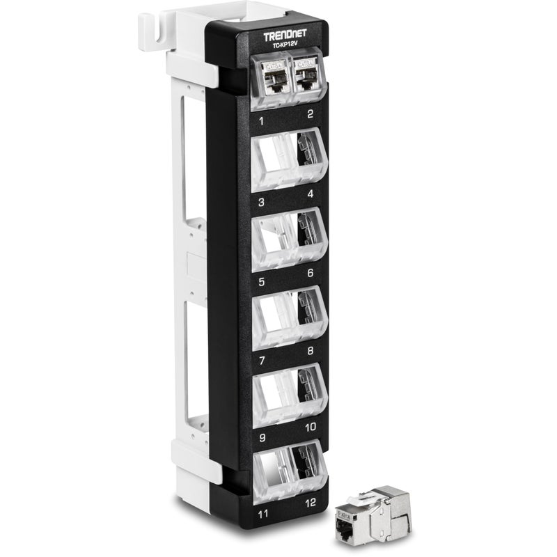 TRENDnet 12-Port Blank Angled Wall Mount Keystone Patch Panel, TC-KP12V, Use with TRENDnet Keystone Jacks (Sold Separately), Snap-in Style, Quick and Easy Access, 89D Wall Mount Bracket Included - Image 5
