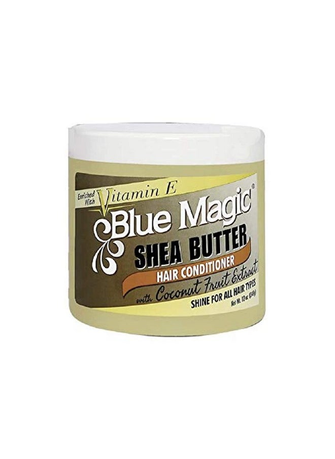 BLUE MAGIC Blue Magic Shea Butter Hair conditioner with Coconut Fruit Extract 12 ounce jar (340gm)  - Image 1