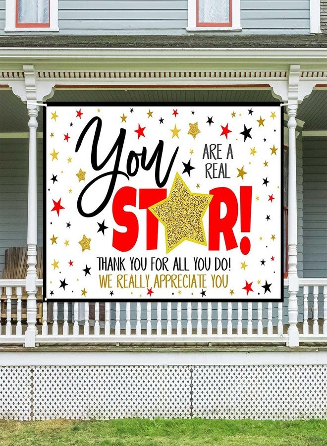 Ticuenicoa Ticuenicoo Large Thank You Banner 70.8x43.3 Inch - Colorful Star Design for Teacher Appreciation, Healthcare Workers & Staff Gifts - Indoor Outdoor Celebration Decor - Image 2