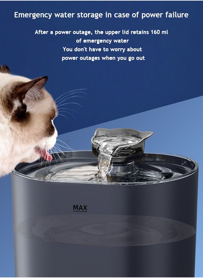 LAPET Cat Water Dispenser, Ultra quiet Pump, 2.2L Automatic Circulating Flow Water Fountain Filtration, Intelligent Multiple Pets Water Dispenser  - Image 3