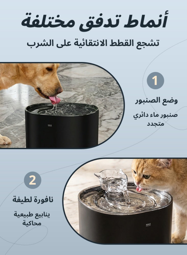 LAPET Cat Water Dispenser, Ultra quiet Pump, 2.2L Automatic Circulating Flow Water Fountain Filtration, Intelligent Multiple Pets Water Dispenser - Image 3