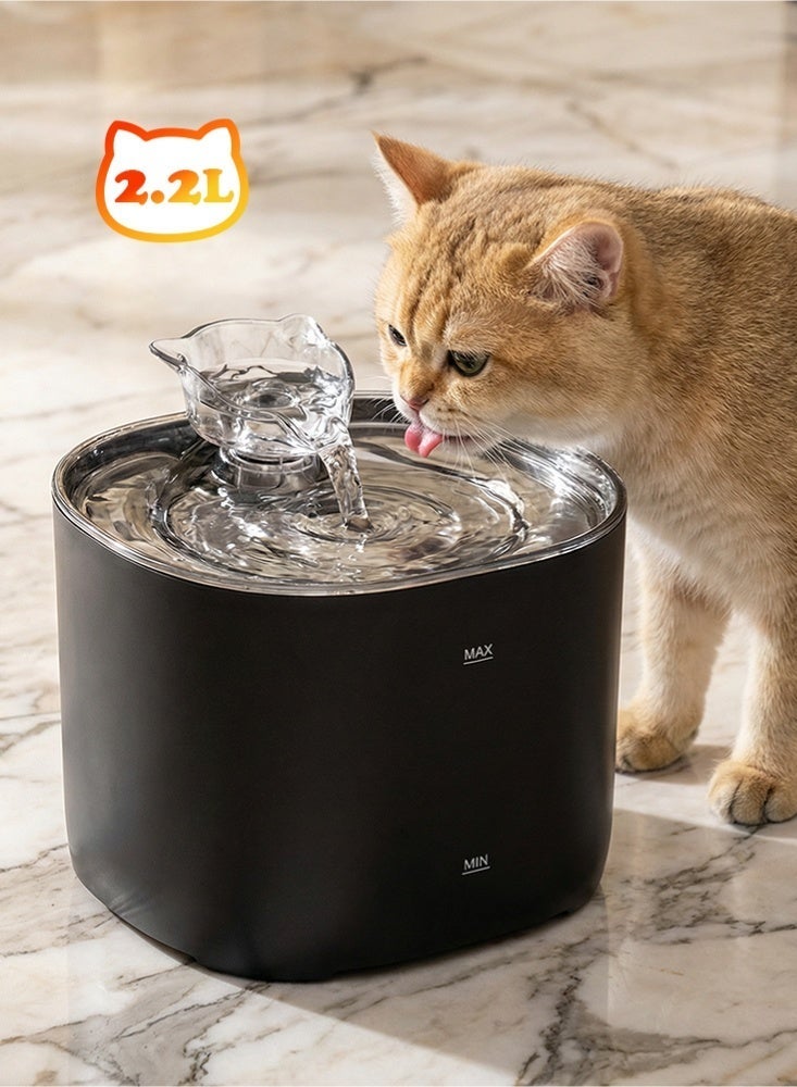 LAPET Cat Water Dispenser, Ultra quiet Pump, 2.2L Automatic Circulating Flow Water Fountain Filtration, Intelligent Multiple Pets Water Dispenser - Image 1