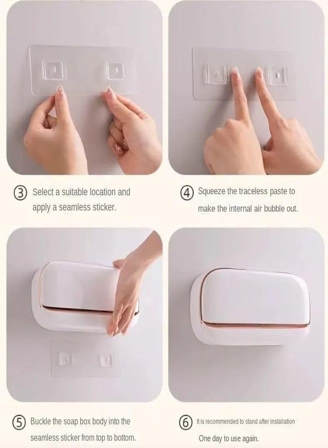 Azelf Soap Dish Wall Mount with Cover & Drain Tray - Stick-On, No-Drill Soap Holder for Bathroom | Anti-Slip, Rust-Free & Dust-Proof Soap Box | Modern Design for Home & Kitchen - Image 5