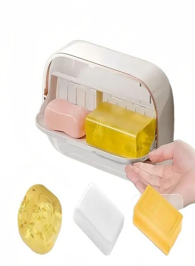 Azelf Soap Dish Wall Mount with Cover & Drain Tray - Stick-On, No-Drill Soap Holder for Bathroom | Anti-Slip, Rust-Free & Dust-Proof Soap Box | Modern Design for Home & Kitchen - Image 4