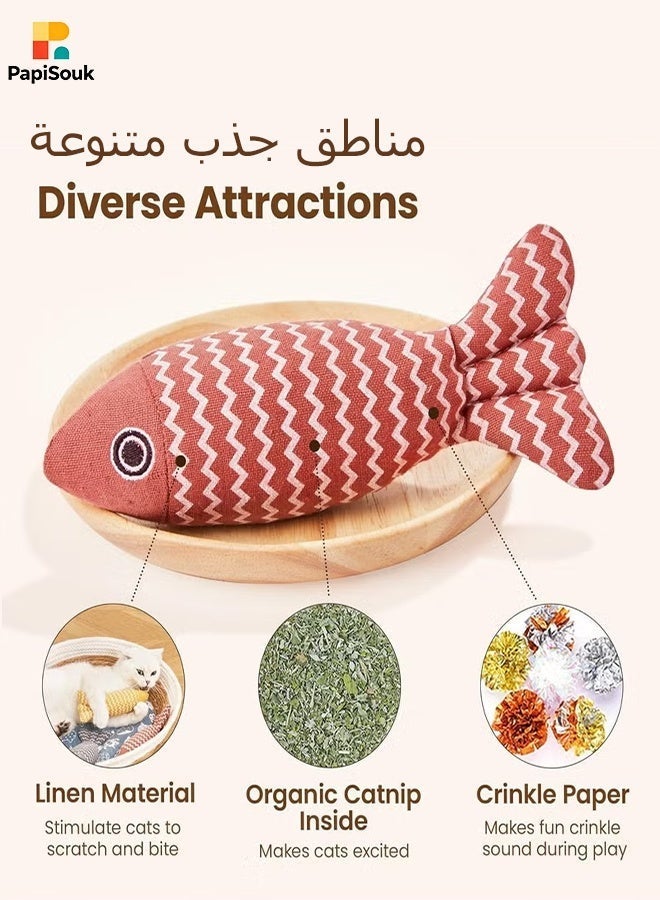 PapiSouk 3 PCS Catnip Fish Toy, Cat and Kitten Toys, Cat Interactive Sports Kick Toy, 3 Colors - Image 3