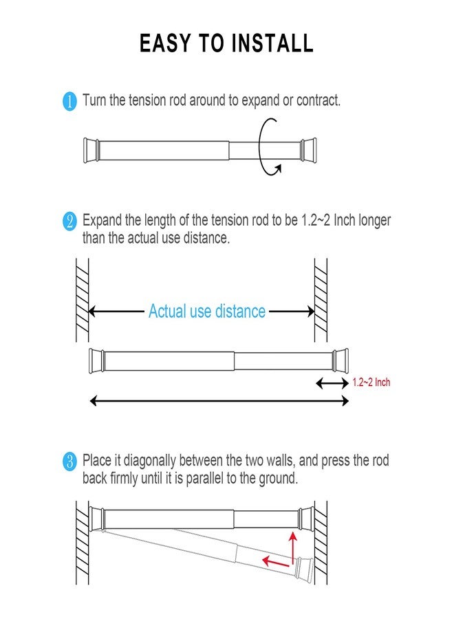 OEH Upgrade Tension Rod, OEH Tension Rods, No Drilling Rustproof Tension curtain rod, Spring Adjustable Tension Rods for Window, Bathroom, Closet, Kitchen, Doorway, 0.9" Diameter (22"to 35"-2PCS) - Image 5