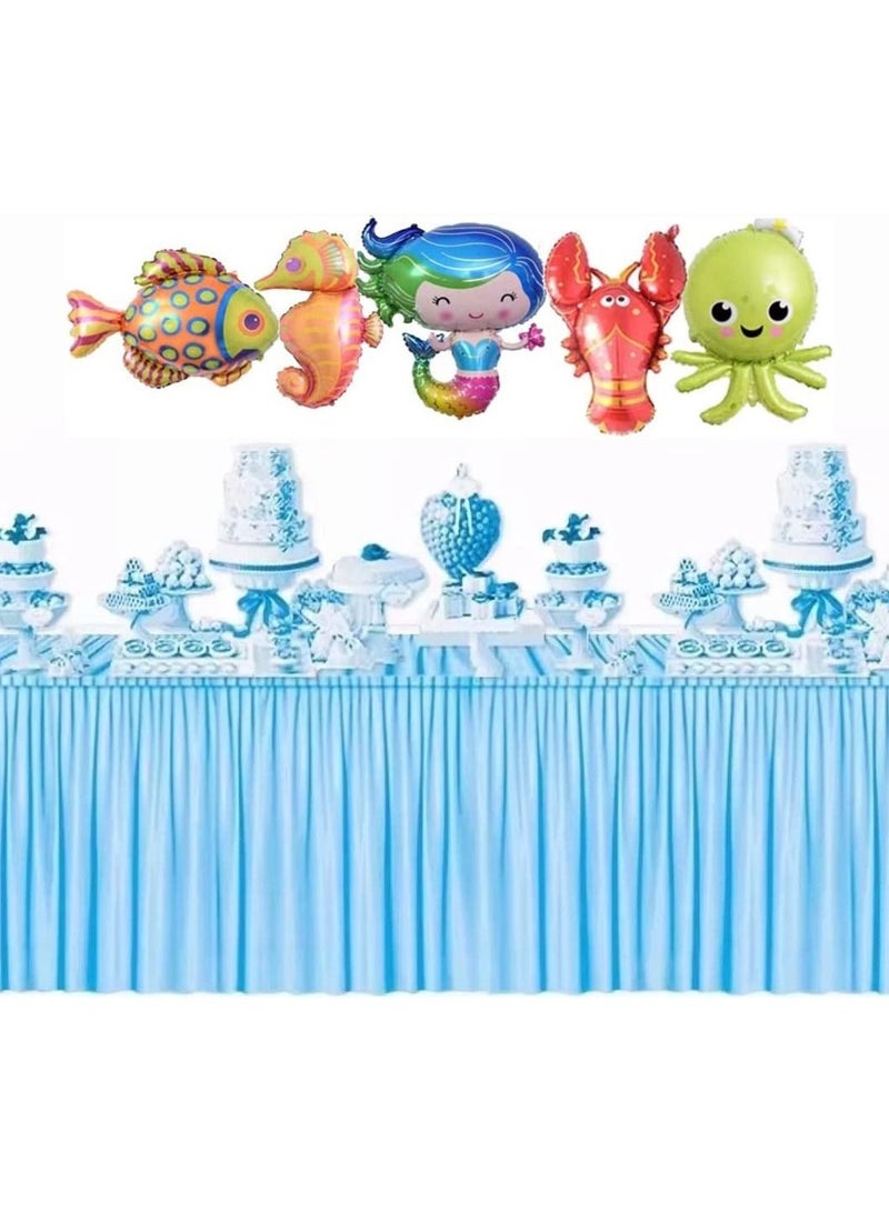 JOLLITY LLC لافتة بالونات من رقائق معدنية متداخلة تحت الماء وحفلات أعياد الميلاد وحفلات استقبال المولود وحفلات الأولاد والبنات ومستلزمات الحفلات وموضوع حورية البحر، قطعة واحدة - Image 3