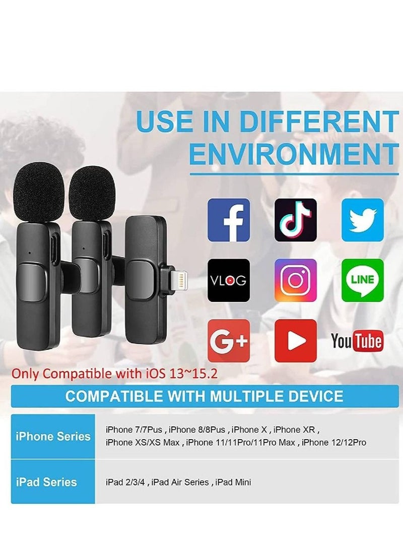 جينيكست ميكروفون لاسلكي Lavalier لجهاز iPhone iPad ، ميكروفون لاسلكي قابل للتشغيل للتسجيل ، البث المباشر ، YouTube ، TikTok ، Facebook ، مزامنة تلقائية للحد من الضوضاء - Image 2