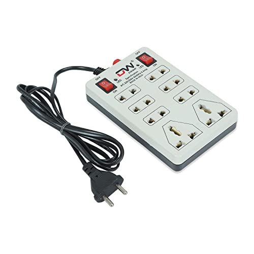 Digiway 240 Volts 8 + 2 Mini Power Strip Extension Cord/Board with 2 Switch, Indicator, Safety Fuse & 8 International sockets, 2 Meter Cord Wire (Beige) - Image 4