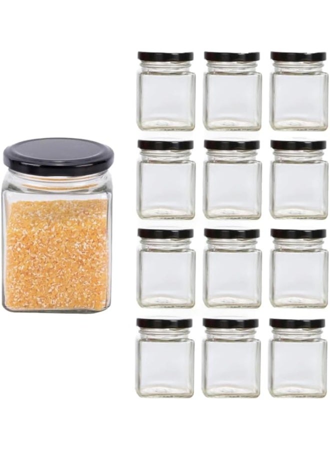 Generic Square Clear Glass Jar With Metal Lid 460Ml 7 X 7X 11 Cm Set Of 12  Pieces  - Image 1