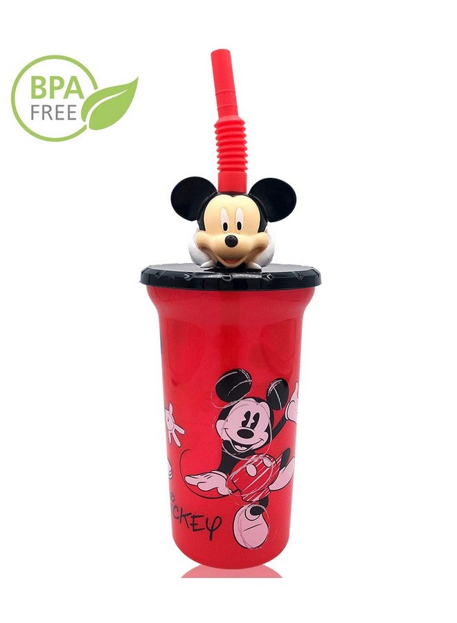 Zak Designs كوب ماء ديزني ميكي مع رأس شخصية ثلاثي الأبعاد وقشة - زجاجات آمنة خالية من BPA، سهلة التنظيف، هدايا مثالية للأطفال الأولاد والبنات والرضع للاستخدام في المنزل والسفر. - Image 2