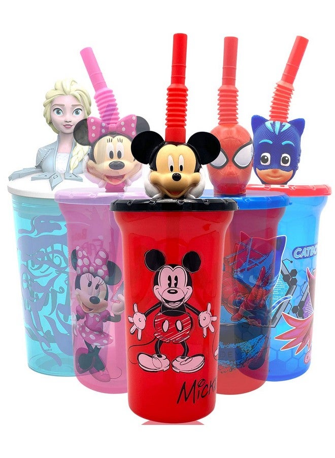 Zak Designs كوب ماء ديزني ميكي مع رأس شخصية ثلاثي الأبعاد وقشة - زجاجات آمنة خالية من BPA، سهلة التنظيف، هدايا مثالية للأطفال الأولاد والبنات والرضع للاستخدام في المنزل والسفر. - Image 1