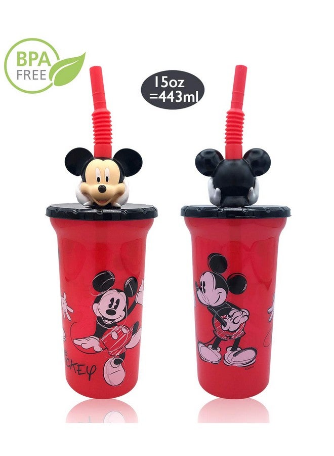 Zak Designs كوب ماء ديزني ميكي مع رأس شخصية ثلاثي الأبعاد وقشة - زجاجات آمنة خالية من BPA، سهلة التنظيف، هدايا مثالية للأطفال الأولاد والبنات والرضع للاستخدام في المنزل والسفر. - Image 3