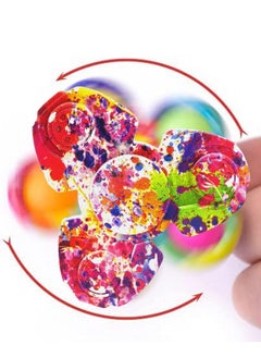 Premsons Premsons® Hand Spinner Desk Toy - High Speed Smooth Finger Spin Sensory Fidget Stress Relief Game Play for Kids & Adults - Birthday Party Gift - Combo - Football-A + Rainbow Splash Triangular Head  - Image 4