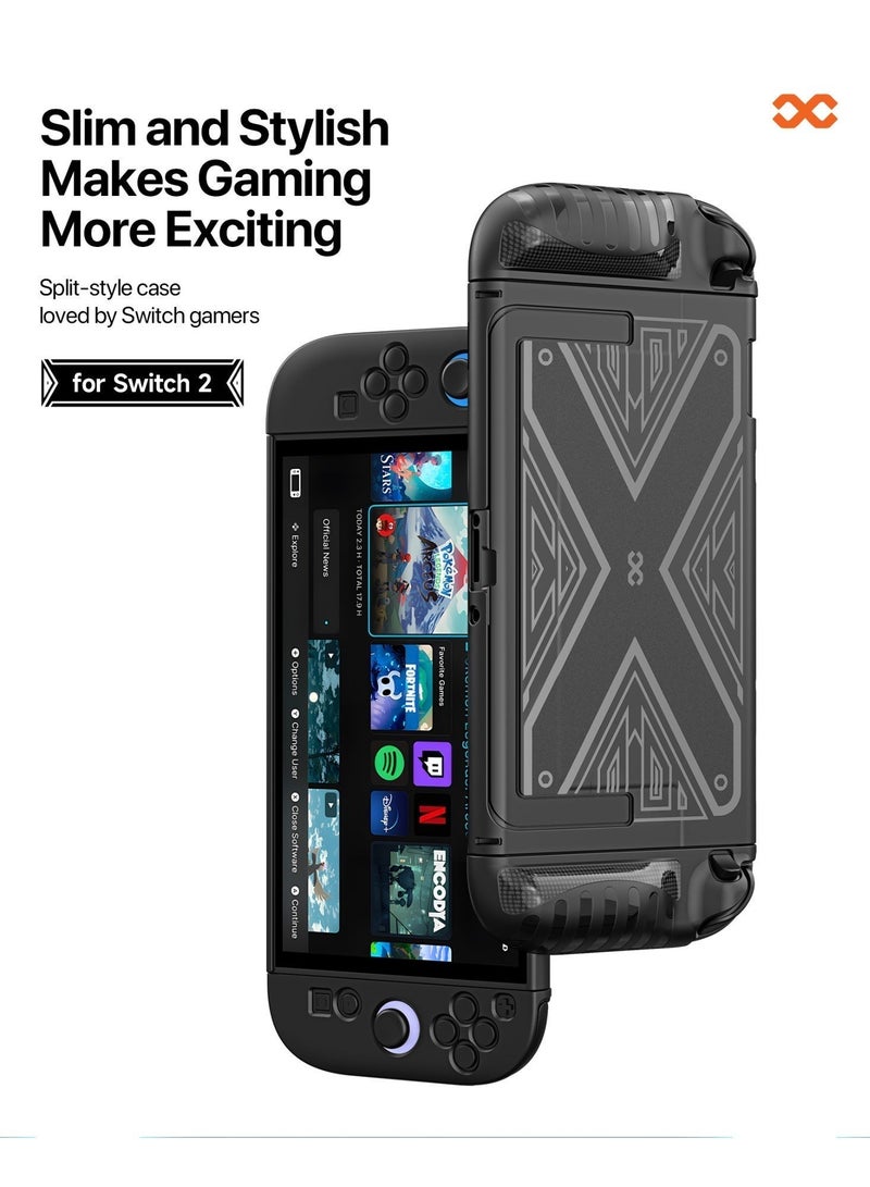 INFINYTY Nintendo Switch 2 Protective Case featuring Durable TPU and Polycarbonate Build, Precise Cutouts for all Buttons and Ports, Anti-Slip Sides, Shock and Scratch Resistance, Easy Snap-On Installation, and Sleek Black Design for Style and Protection - Image 3