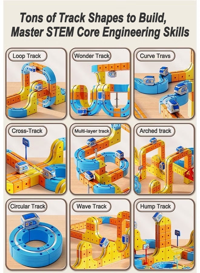 175-Piece Set of Children's Educational Toy Magnetic Track Train Sets with a Car, Children's Electric Train Nuilding Blocks DIY Creative Assembly toys, Boys and Girls Toys, Suitable for Children Over 3 Years Old - Image 4