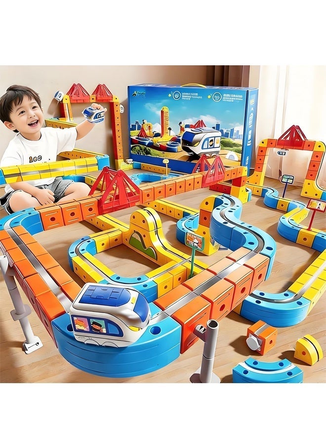 175-Piece Set of Children's Educational Toy Magnetic Track Train Sets with a Car, Children's Electric Train Nuilding Blocks DIY Creative Assembly toys, Boys and Girls Toys, Suitable for Children Over 3 Years Old - Image 1