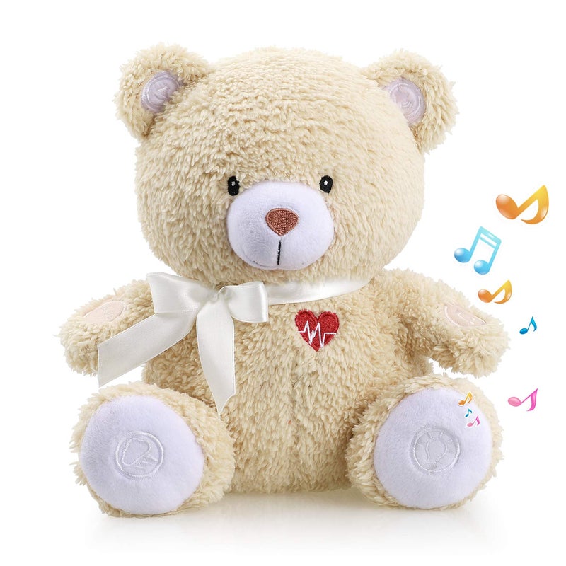 BEREST Sleeping Bear Baby Sleep Soother- Mom's Heartbeat White Noise Machine Infant Stuffed Animal Bear Toy Sleeping Aid, Nursery Decor with Baby Cry Sensor, Night Light, 9 Soothing Sounds Therapy - Image 1