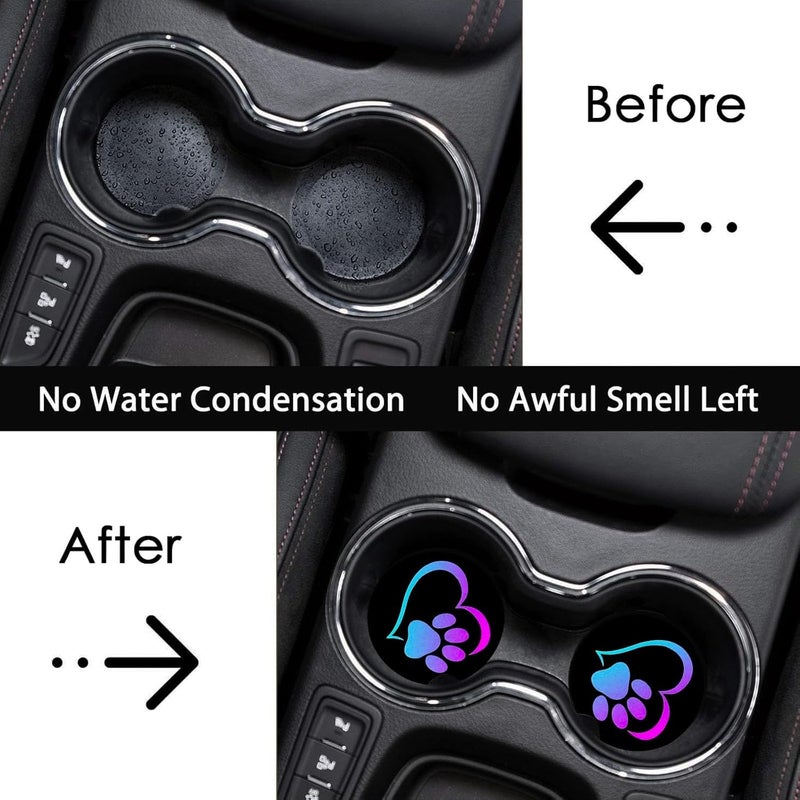 Ldntly Car Coasters for Cup Holders,2 Pack Love Dog Paw Car Coasters,2.75" Universal Size Anti Slip Rubber Mat,Automotive Cup Holder Decal Decor Accessories,Dog Lovers Gifts for Women,Men,Mom - Image 3