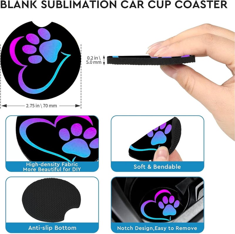 Ldntly Car Coasters for Cup Holders,2 Pack Love Dog Paw Car Coasters,2.75" Universal Size Anti Slip Rubber Mat,Automotive Cup Holder Decal Decor Accessories,Dog Lovers Gifts for Women,Men,Mom - Image 4