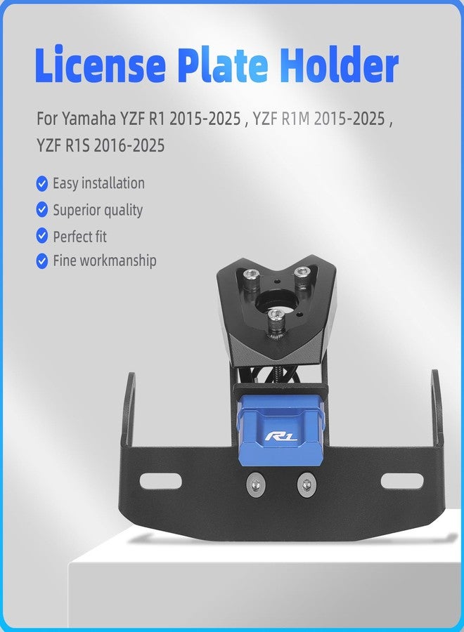 GZDLMoto GZDL Moto License Plate Holder, For YAMAHA YZF R1 R1-M 2015-2023 / R1-S 2016-2023, Fender Eliminator with LED License Plate Lights and Turn Signal Mounting Holes (Black - Blue label) - Image 3