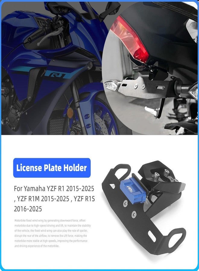 GZDLMoto GZDL Moto License Plate Holder, For YAMAHA YZF R1 R1-M 2015-2023 / R1-S 2016-2023, Fender Eliminator with LED License Plate Lights and Turn Signal Mounting Holes (Black - Blue label) - Image 2