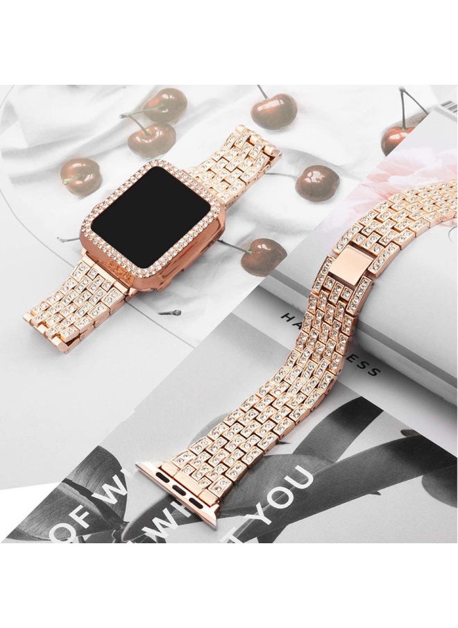 Generic - Stainless Steel Full Inlaid Iwatch567 Band Ladies Five Bead Bracelet Wristband Digital Computer Smart Watch Band-Color:Black-Specifications:20mm-without Connector - Image 1