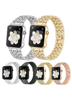 Stainless Steel Full Inlaid Iwatch567 Band Ladies Five Bead Bracelet Wristband Digital Computer Smart Watch Band-Color:Black-Specifications:20mm-without Connector