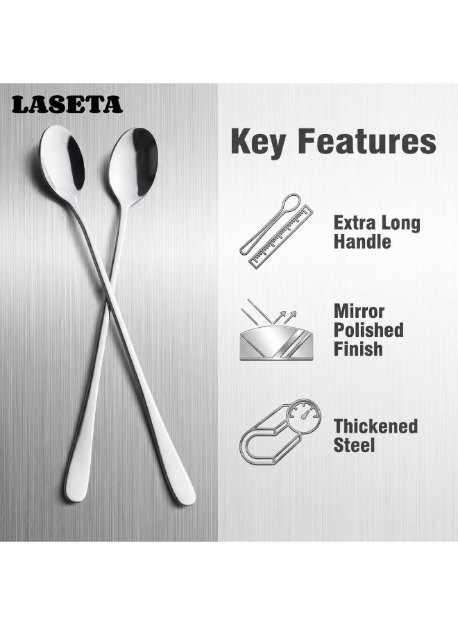 Laseta 4 PCS Long Handle Iced Tea Spoon, Coffee Spoon, Ice Cream Spoon, Stainless Steel Spoons - Image 2