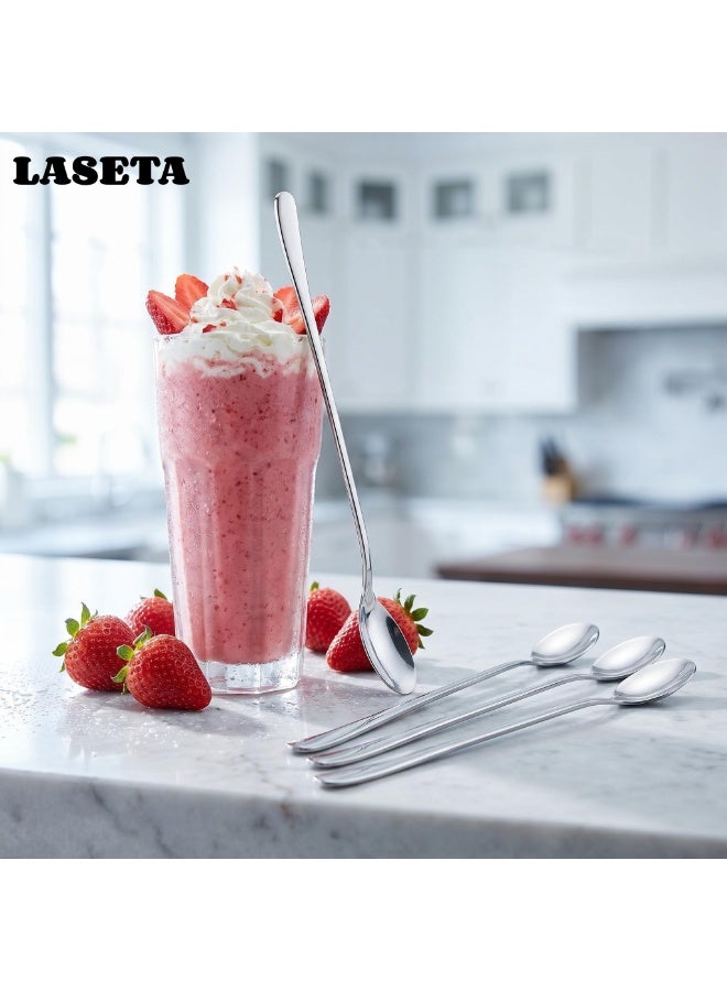 Laseta 4 PCS Long Handle Iced Tea Spoon, Coffee Spoon, Ice Cream Spoon, Stainless Steel Spoons - Image 4