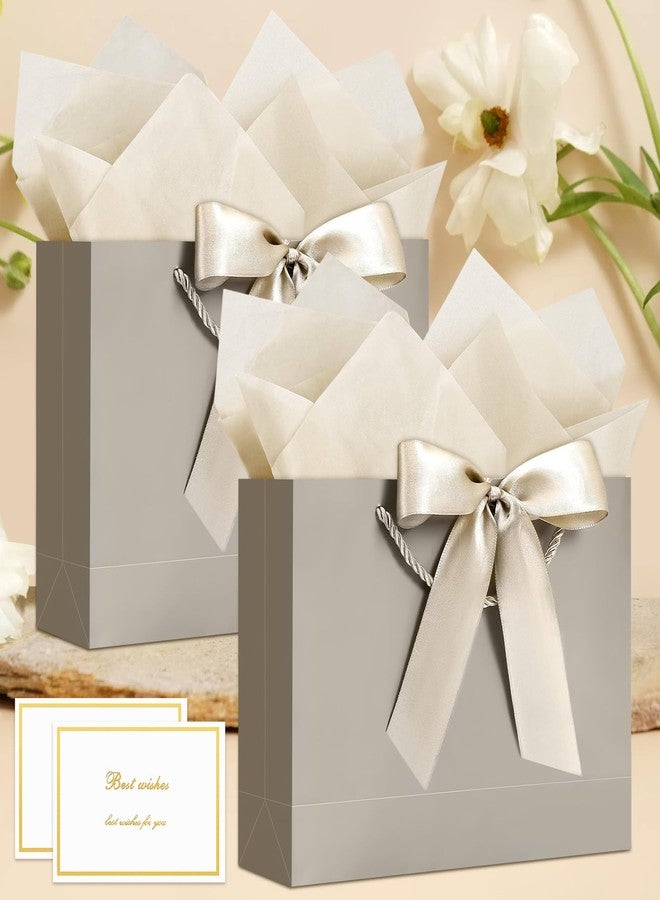 YoungTree Medium Gift Bag with Ribbon and Greeting Card 2 Tissue Papers, Paper Birthday Gift Bag with Handles, Present Bags for Valentines Day Wedding Engagement Anniversary Party Supplies (Champagne) - Image 5