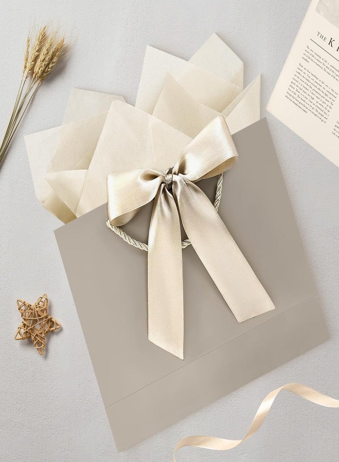 YoungTree Medium Gift Bag with Ribbon and Greeting Card 2 Tissue Papers, Paper Birthday Gift Bag with Handles, Present Bags for Valentines Day Wedding Engagement Anniversary Party Supplies (Champagne) - Image 2