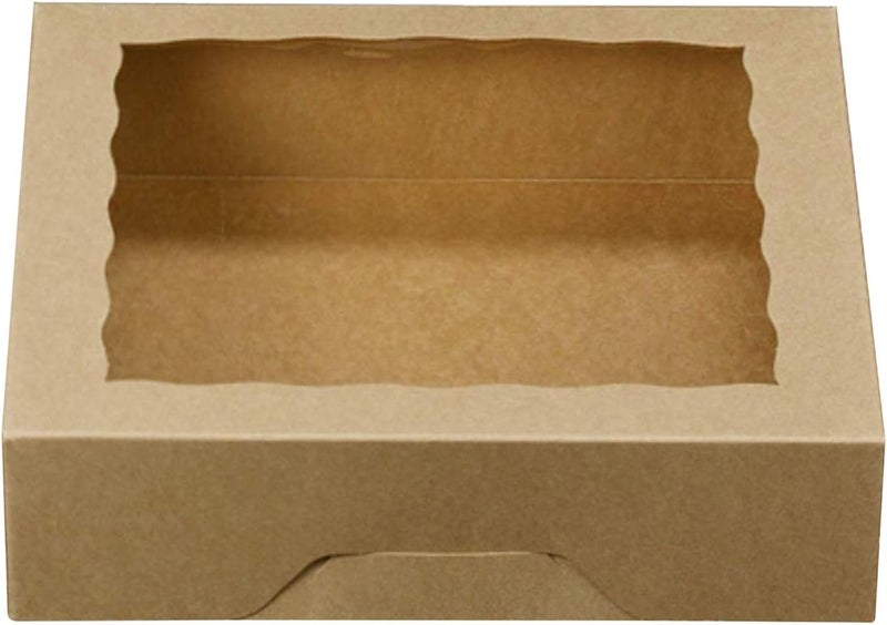 BIG BOX 20 Piece 6 Brownie Holder Size 9x6x2.5 Dessert Boxes with Window, Cake Boxes Small, Cookie Boxes with Window, Pastry Boxes with Window, Treat Boxes, Small Bakery Boxes - Image 1
