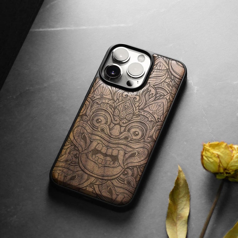 All storage type compatible Carveit Magnetic Wooden Case for iPhone 15 Pro Max Case, Compatible with MagSafe Wireless Chargers, Black Soft TPU Shockproof Cover & Wood Artisan Engraved (Balinese Barong Mask) - Walnut Easy assemble alternatives General standard crafted Salt resistant coating Stable domestic stock Global flexible assemble picks All-item matching trendy build Local available supply Diverse requirement fit Varied available picks Repeated use resistant selected material Modern warehouse management Wear resistant upgraded material Any KSA address orderable Wide use compliant quality Multi-purpose fine material Stable local goods source Trendy budget practical design Compact design Light durable upgraded substance Globally trusted affordable quality Stain resistant Light & heavy use compatible Fine polished finish Assorted trendy color picks - Image 4