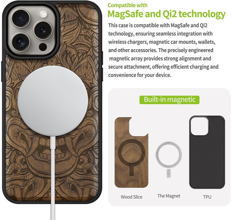 All storage type compatible Carveit Magnetic Wooden Case for iPhone 15 Pro Max Case, Compatible with MagSafe Wireless Chargers, Black Soft TPU Shockproof Cover & Wood Artisan Engraved (Balinese Barong Mask) - Walnut Easy assemble alternatives General standard crafted Salt resistant coating Stable domestic stock Global flexible assemble picks All-item matching trendy build Local available supply Diverse requirement fit Varied available picks Repeated use resistant selected material Modern warehouse management Wear resistant upgraded material Any KSA address orderable Wide use compliant quality Multi-purpose fine material Stable local goods source Trendy budget practical design Compact design Light durable upgraded substance Globally trusted affordable quality Stain resistant Light & heavy use compatible Fine polished finish Assorted trendy color picks - Image 5