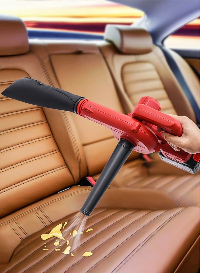 منفاخ أوراق الشجر اللاسلكي 2 في 1 ومكنسة كهربائية قوية بجهد 21 فولت، محرك 18000 دورة في الدقيقة، تدفق هواء عالي السرعة، خفيف الوزن وقابل للحمل، سرعة رياح قابلة للتعديل، آلة نفخ كهربائية صغيرة محمولة قابلة لإعادة الشحن ومجفف رطب، أداة كهربائية للأوراق والغبار وحطام السيارة والفناء والمرآب ومنظف الثلج في الفناء وتنظيف الكمبيوتر في المكتب المنزلي.