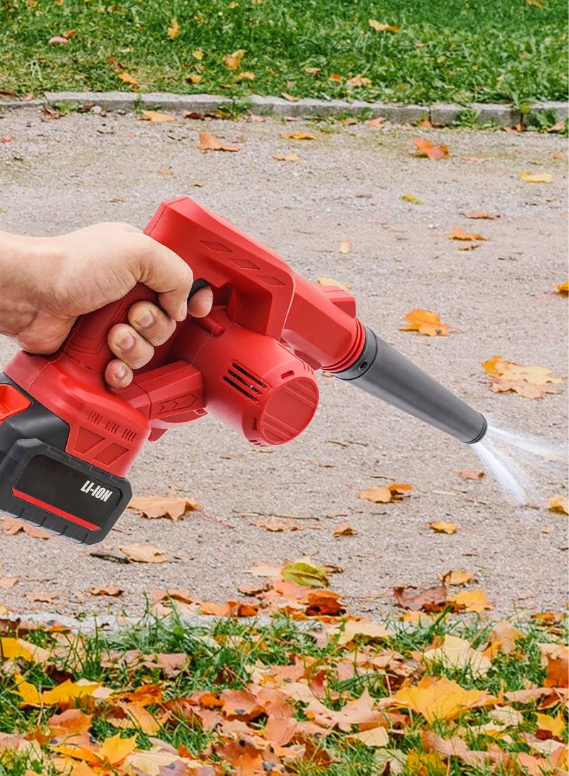 منفاخ أوراق الشجر اللاسلكي 2 في 1 ومكنسة كهربائية قوية بجهد 21 فولت، محرك 18000 دورة في الدقيقة، تدفق هواء عالي السرعة، خفيف الوزن وقابل للحمل، سرعة رياح قابلة للتعديل، آلة نفخ كهربائية صغيرة محمولة قابلة لإعادة الشحن ومجفف رطب، أداة كهربائية للأوراق والغبار وحطام السيارة والفناء والمرآب ومنظف الثلج في الفناء وتنظيف الكمبيوتر في المكتب المنزلي.