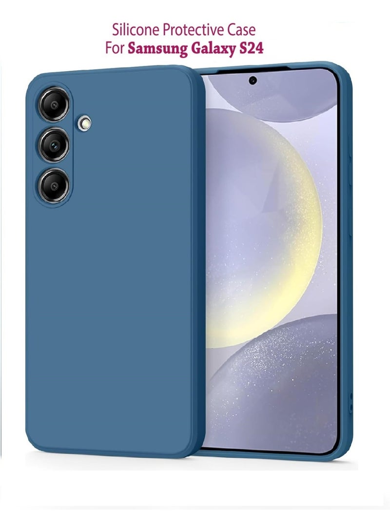 YoYoTech Samsung S24 Liquid Silicon Case Slim-Soft Shockproof Protective with Microfiber Lining Galaxy S24 6.-inch 2024 Silicon Case - Blue - Image 1