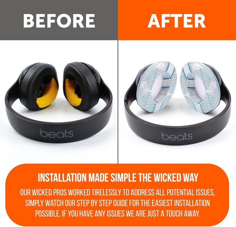 WC Wicked Cushions Replacement Ear Pads for Beats Studio 2 & 3 (B0501, B0500) Wired & Wireless | Does NOT Fit Beats Solo | Softer PU Leather, Enhanced Foam & Stronger Adhesive | Ivory Tide - Image 4